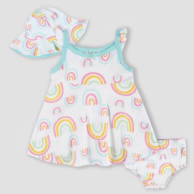 Gerber Baby Rainbow Sundress Top and Bottom Set - White | Target