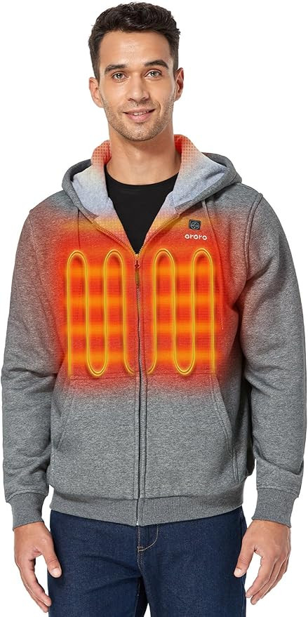 ORORO [Upgraded] 4-Zone Heated Hoodie with Heated Collar, Fleece Full-Zip Heated Sweatshirt Hoodi... | Amazon (US)