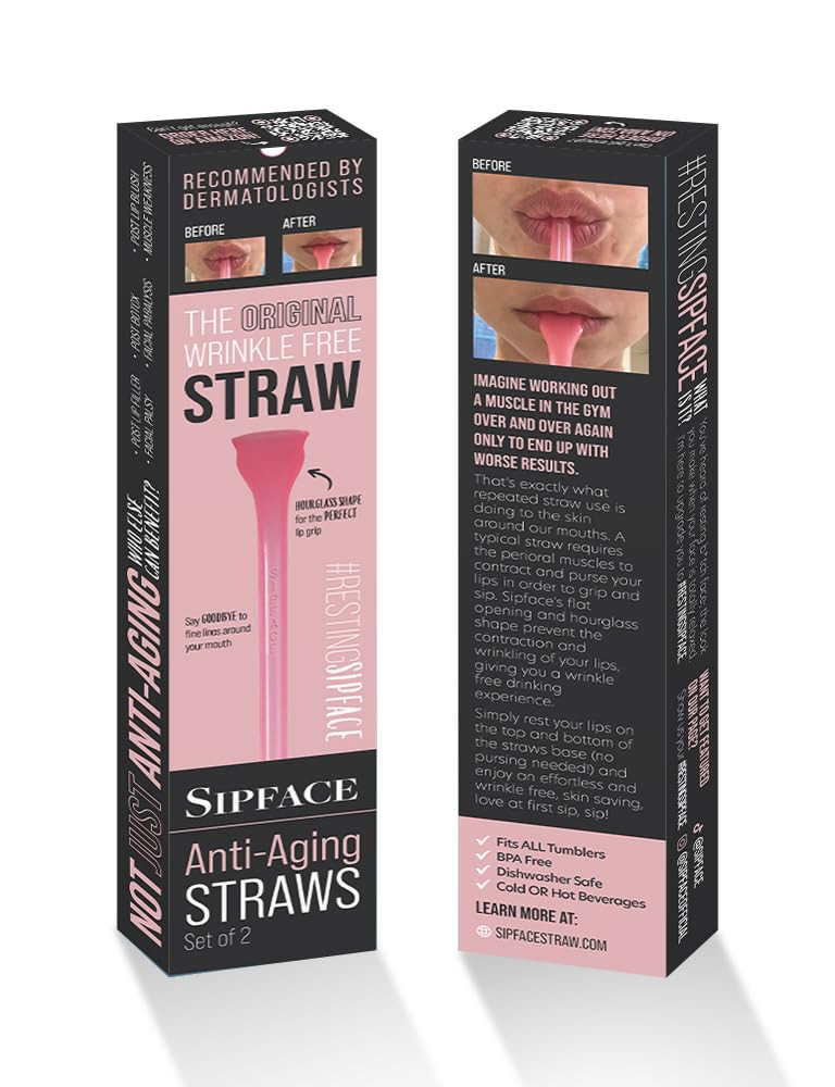 Amazon.com: No wrinkle Anti-aging Extra Long 2 pack Straws reusable Translucent Pink 12 inch Ergo... | Amazon (US)
