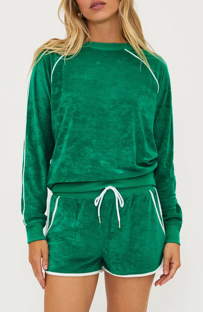 Beach Riot Greer Piped Velour Top | Nordstrom | Nordstrom