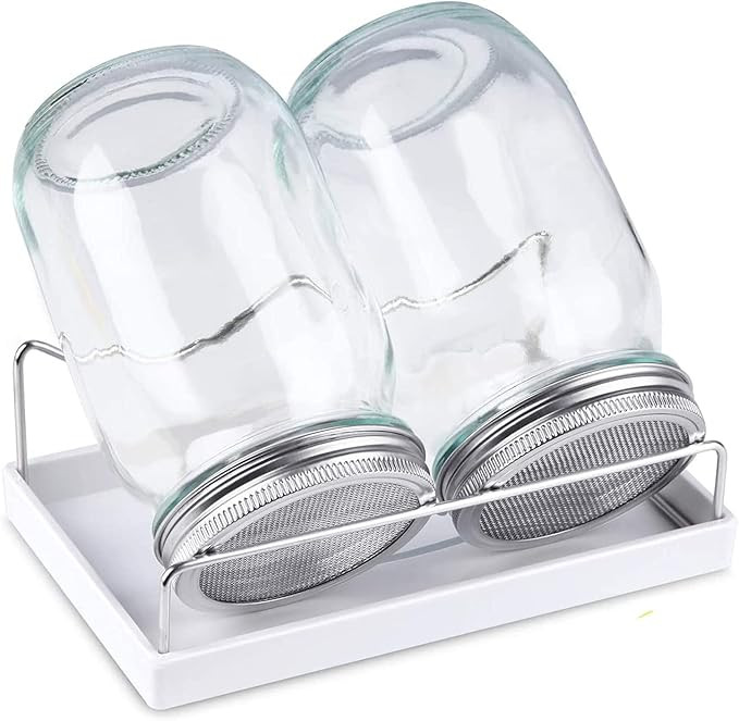 Sprouting Jar Kit-2 Wide Mouth Quart Mason Jars with 316 Stainless Steel Screen Sprout Lids,Melam... | Amazon (US)