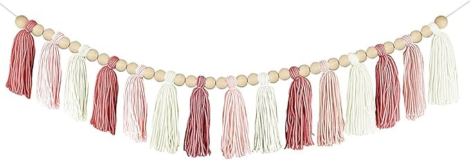 Boho Yarn Tassel Garland - Handmade Wall Hanging Decor for Nursery, Baby Shower, Kids Room, Class... | Amazon (US)