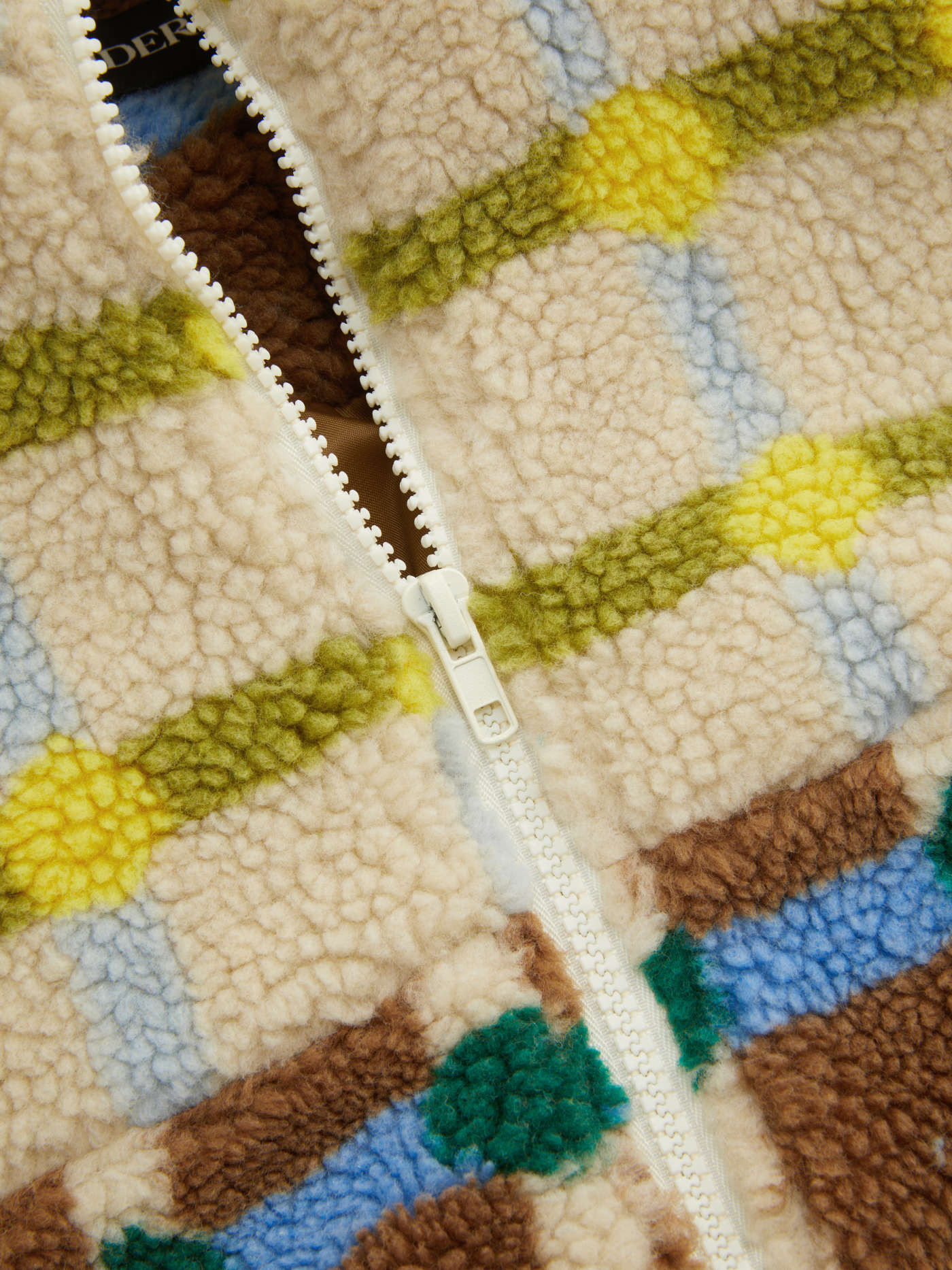 Faux Fur Faux Fur High Neck Two Tone Checks Drawstring Oversized Jacket For Daily Casual | Cider