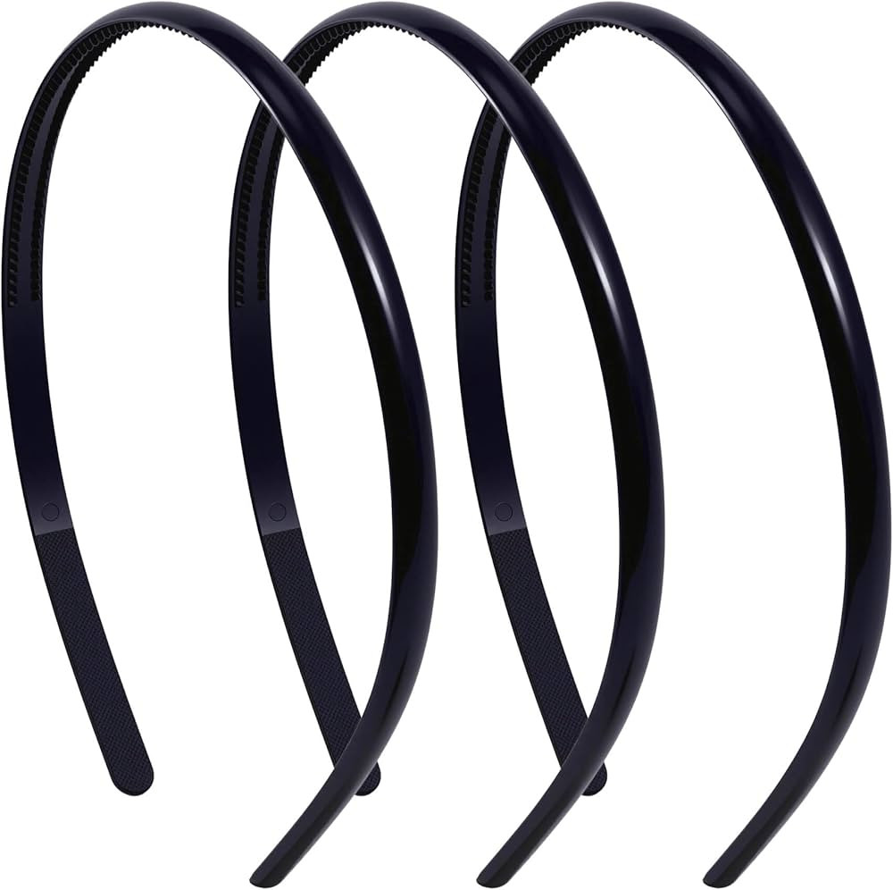 3 Pcs Plastic Headband, Thin Headbands for Women, Classic Headband with Teeth, Plain Black Headba... | Amazon (US)