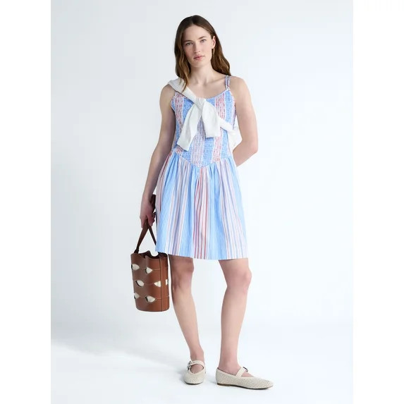 Free Assembly Women's Sleeveless Smocked Cotton Mini Dress, Sizes XS-XXL | Walmart (US)