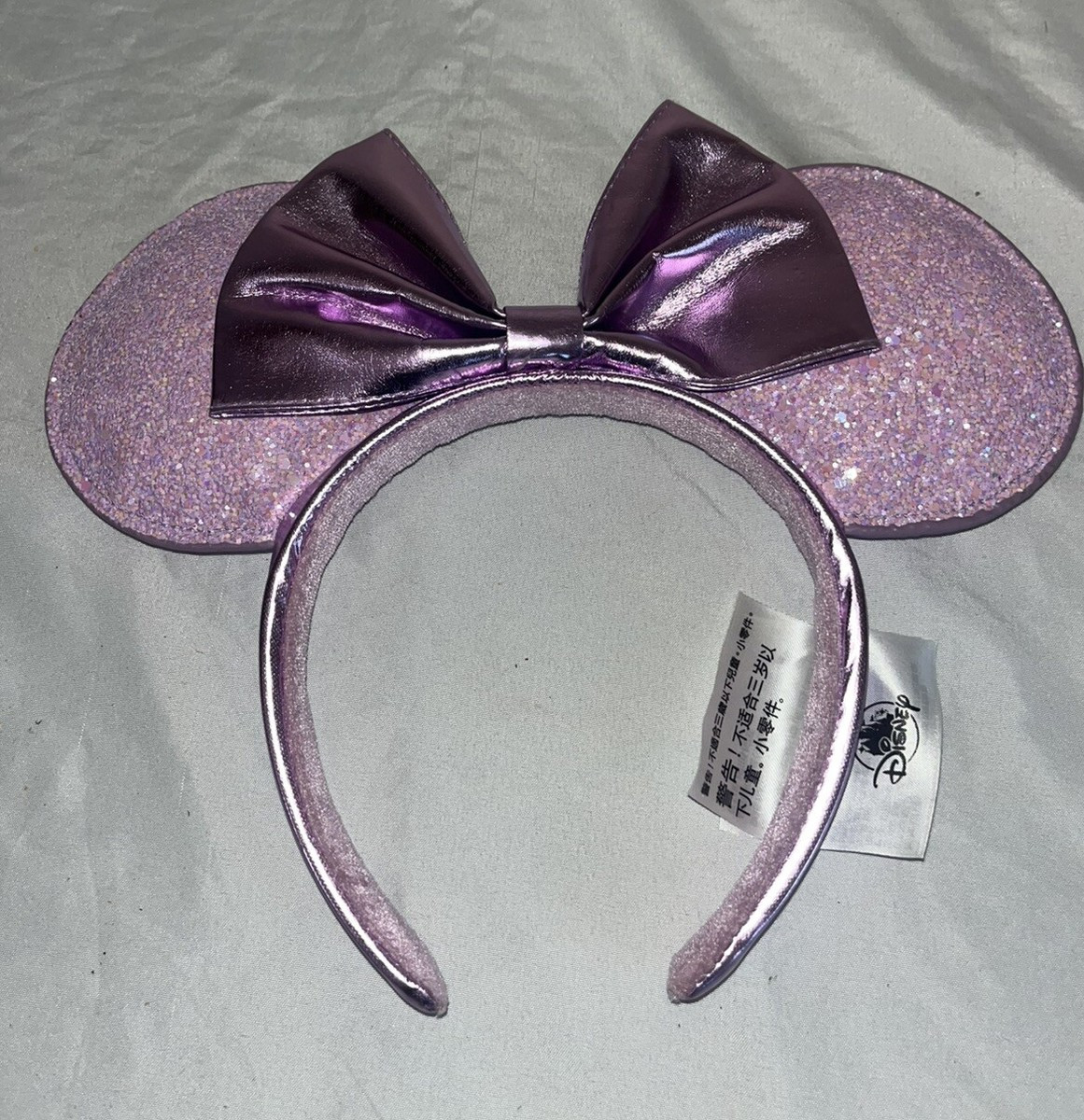 Disney Parks Minnie Ears Headband Lilac Purple Lavender Metallic Bow | eBay US