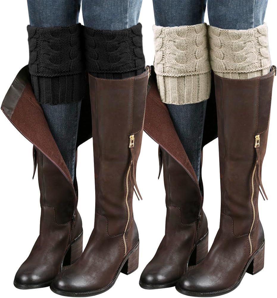 Loritta 2-4 Pairs Womens Boot Socks Winter Warm Crochet Knitted Boot Cuffs Topper Socks Short Leg... | Amazon (US)