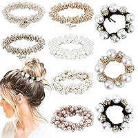 Ahoney 9Pcs Pearl Hair Ties Elastic Hair Scrunchies Hold Crystal Beads Bulk Hair Ropes Stretchy H... | Amazon (US)