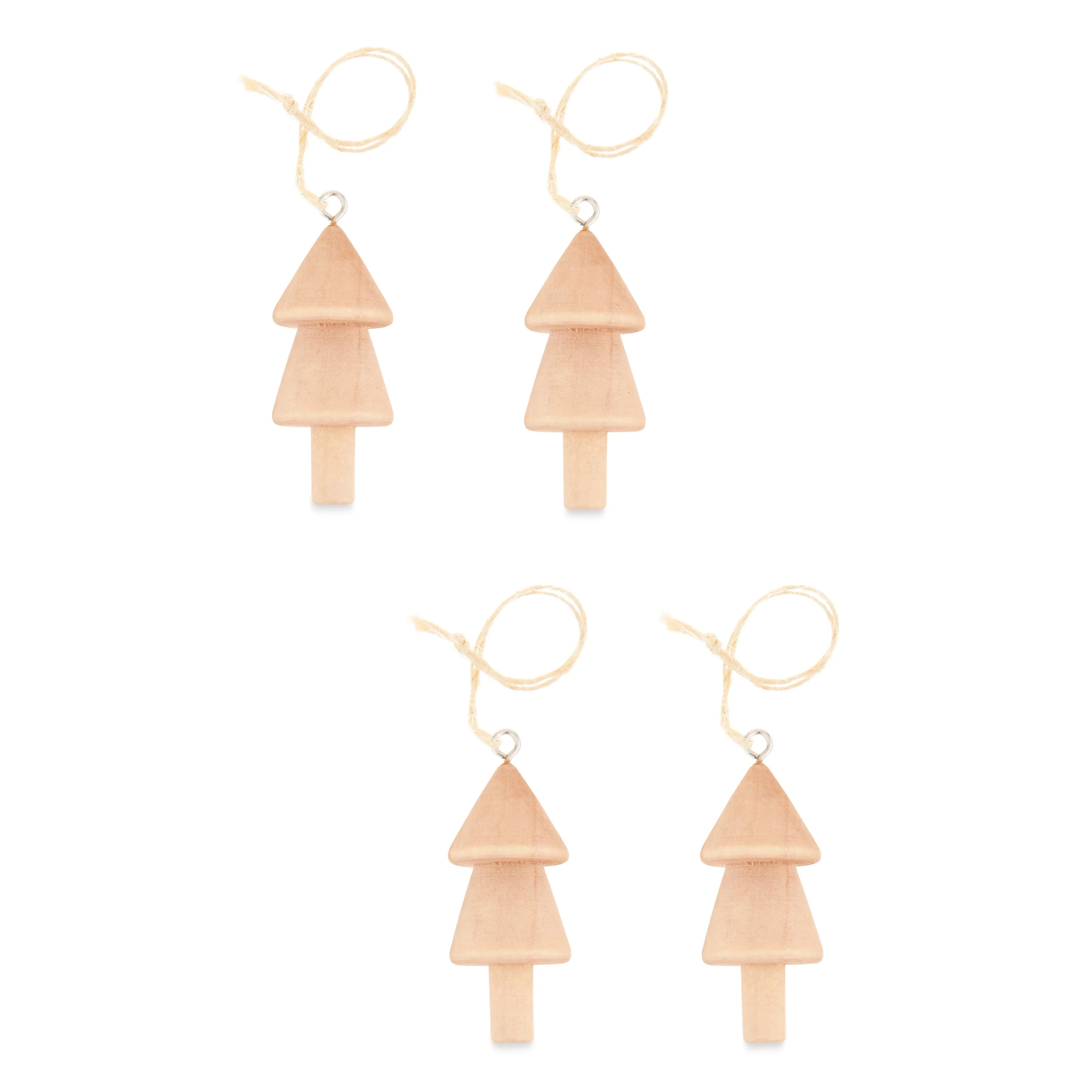 Natural Wooden Mini Decorative Tree Ornament, 4 Count, by Holiday Time - Walmart.com | Walmart (US)