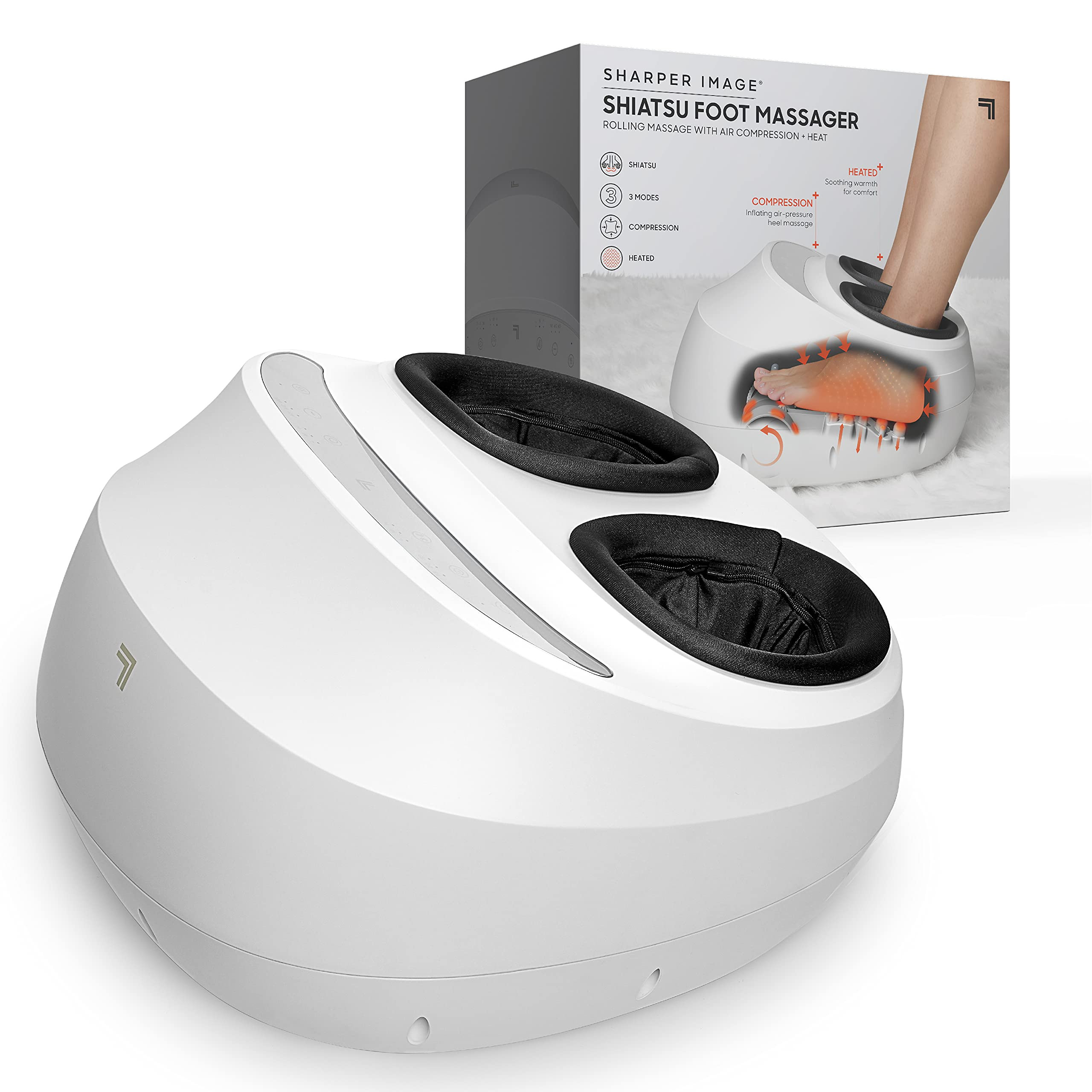Sharper Image Electric Shiatsu Foot Massager with Heat & Air Compression, Deep Kneading Rollers &... | Amazon (US)