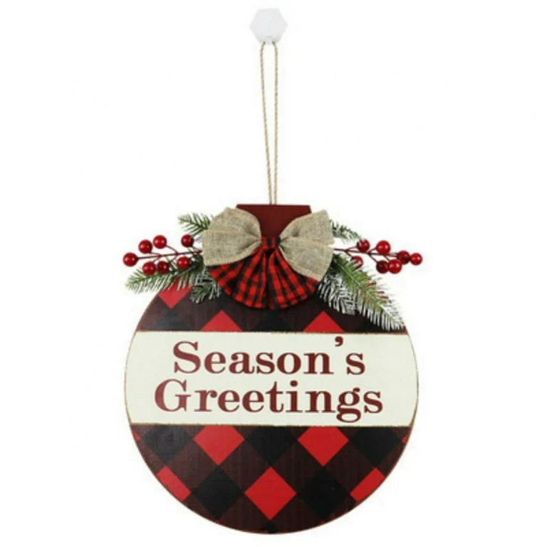 Topumt Merry Christmas Sign for Front Door,Round Wooden Decor,Welcome Sign for Outdoor Indoor | Walmart (US)