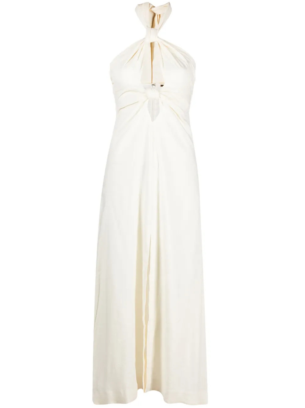 Cult Gaia Susana knot-detail Linen Midi Dress - Farfetch | Farfetch Global