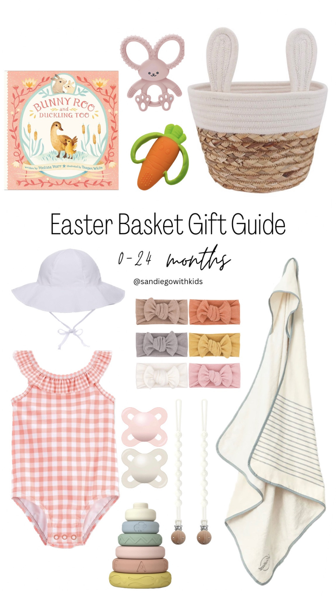 Easter Basket Gift Guide for 0-24 months (Towel is Kindhood) 