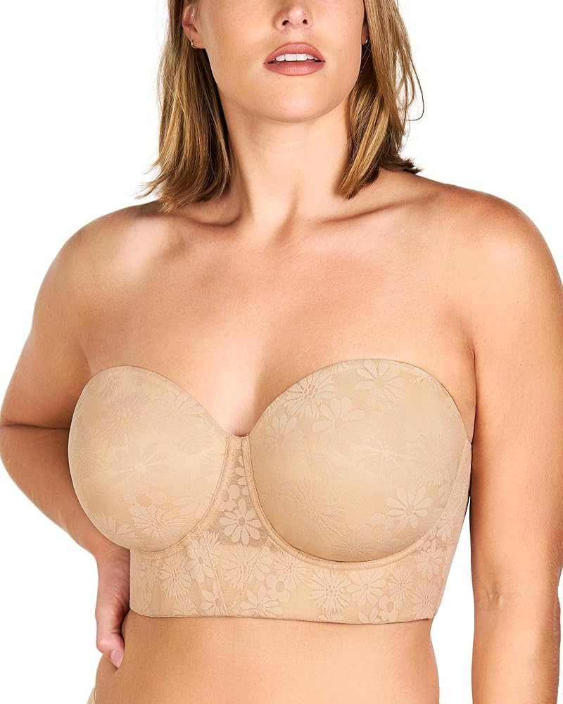 HSIA Strapless Bras for Women, Longline Corset for Large Bust Plus Size Supportive Bustier Minimi... | Amazon (US)