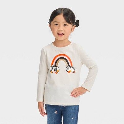 Toddler 'Pumpkin Rainbow' Long Sleeve Graphic T-Shirt - Cat & Jack™ Cream | Target