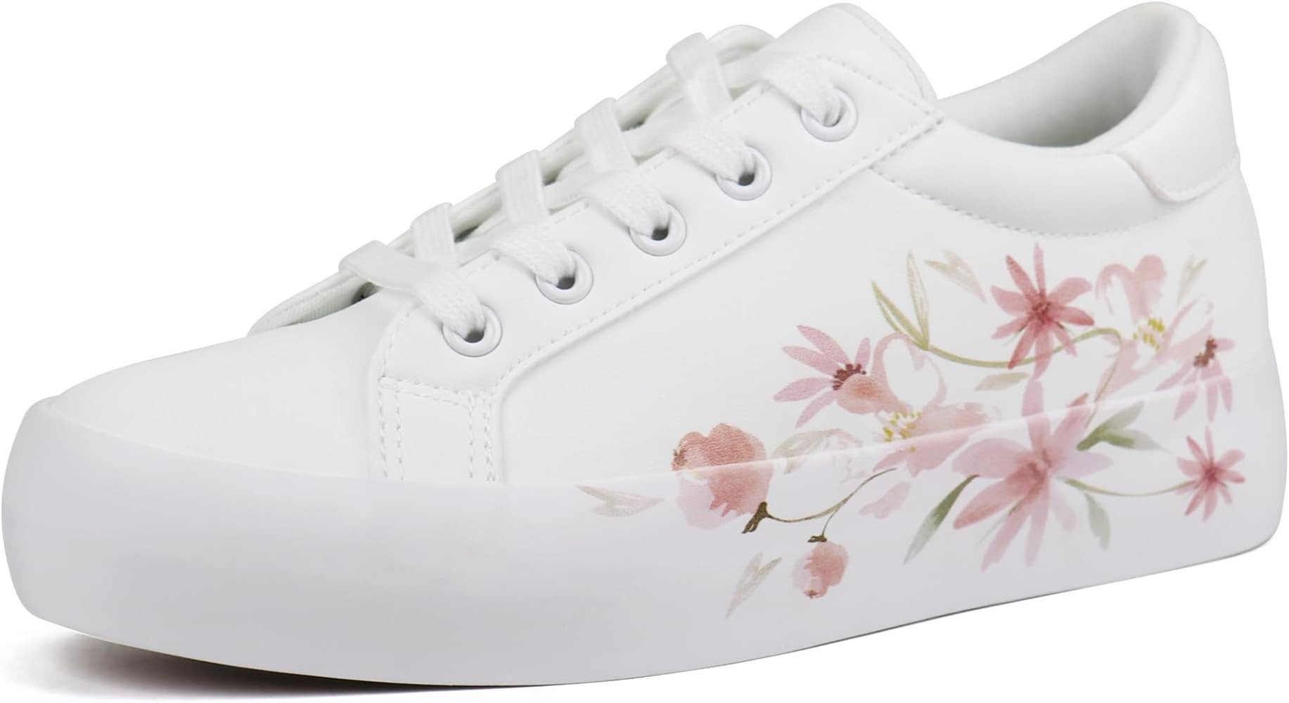 JABASIC Women Platform Sneakers Lace-up Floral Print Fashion Walking Shoes | Amazon (US)