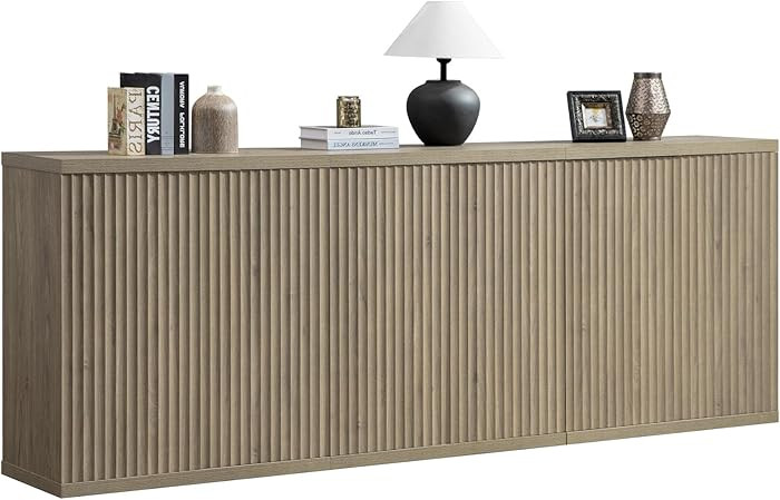 SICOTAS Buffet Cabinet with Storage Accent Sideboard Modern Credenza with Doors & Shelves Fluted ... | Amazon (US)