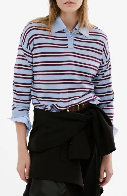 MANGO Stripe Sweater Polo in Sky Blue at Nordstrom, Size X-Small | Nordstrom