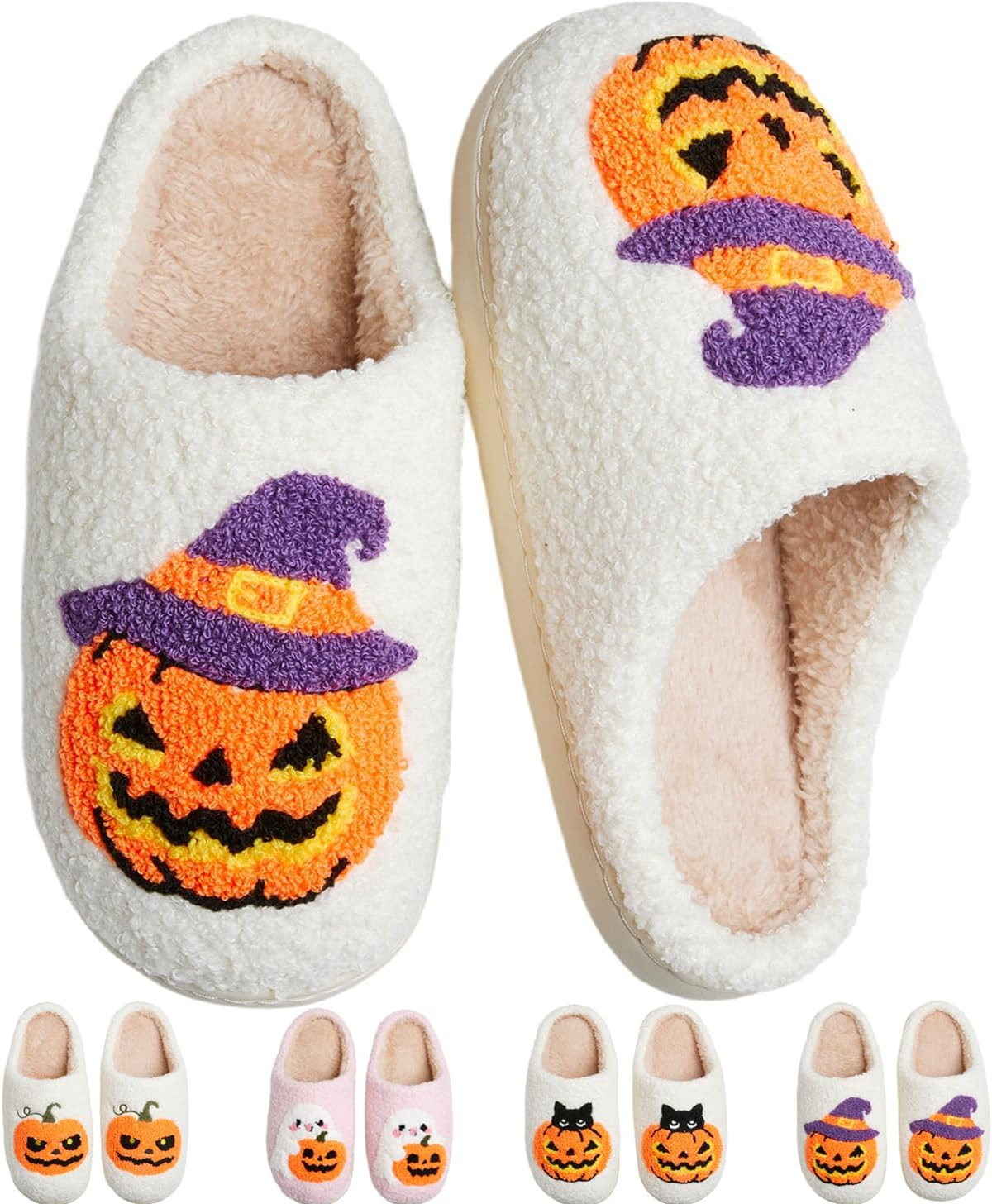 Cute Fuzzy House Slippers for Women Men Non-Slip Memory Foam Shoes | Amazon (US)