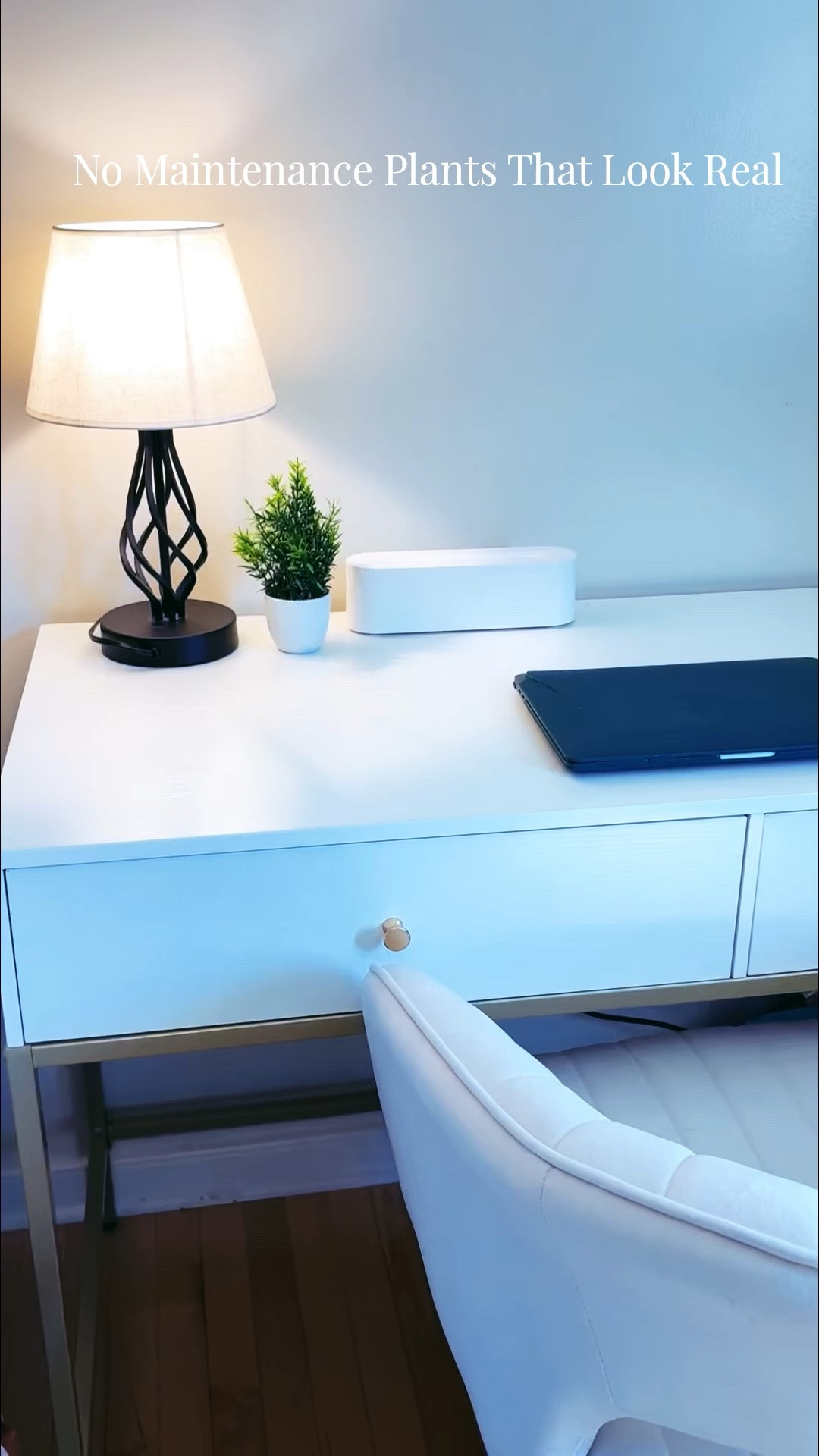 These are my favorite no-maintenance plants 🌿 They look SO real but require zero watering or sunlight. Perfect for shelves, bathrooms, desks, and small spaces. You get a set of four and can fluff them to style however you like. Easy way to add that clean, cozy aesthetic to any space. AmazonHome #HomeDecorFinds #ShelfStyling #AmazonMustHaves #CozyHome #DecorInspo #NeutralDecor #EasyDecor
#desk #chair 

#LTKHome #LTKU #LTKSaleAlert