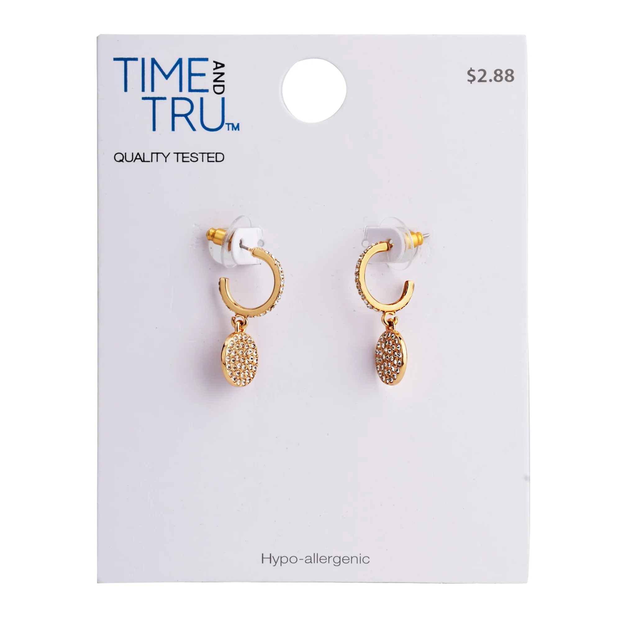 Gold Pave Disc Dangle Earring | Walmart (US)