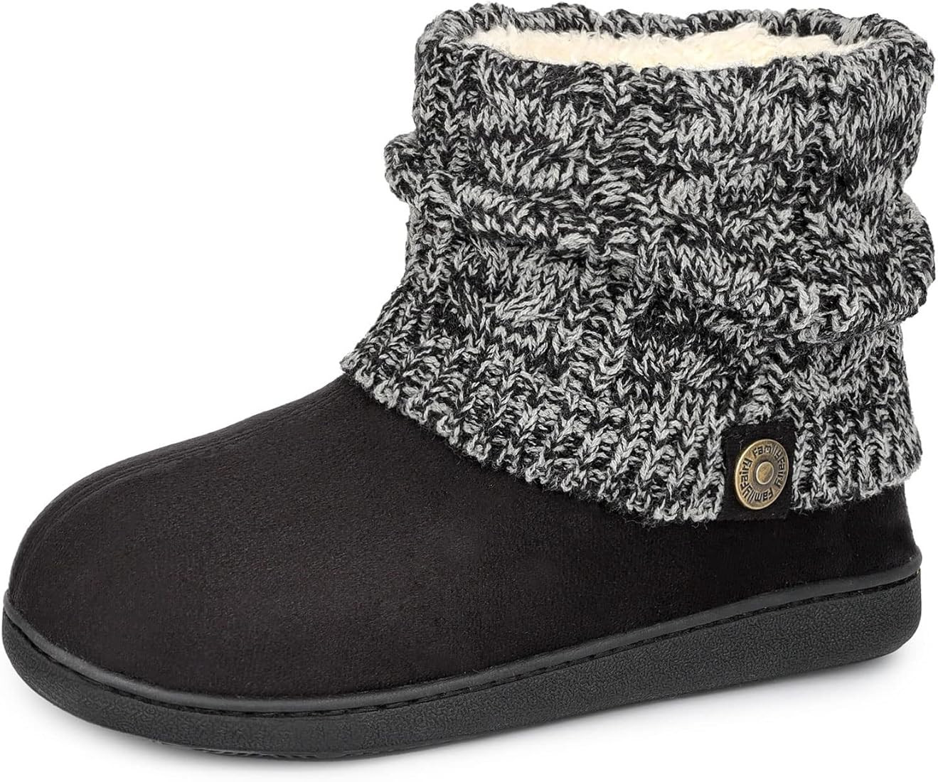 FamilyFairy Women's Woolen Yarn Knit Bootie Slippers Comfy Warm Plush Fleece Memory Foam House Shoes | Amazon (US)