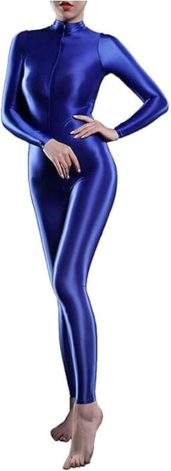Woman's Sheer Shiny Bodystocking yoga Lingerie High Neck Long Sleeve Zipper Crotch Bodysuit Catsu... | Amazon (US)