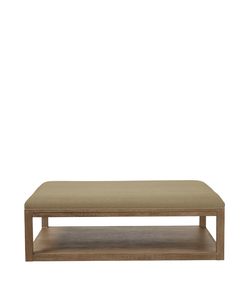 Glin Herringbone Linen Ottoman - Wild Oats Wide Herringbone | OKA US