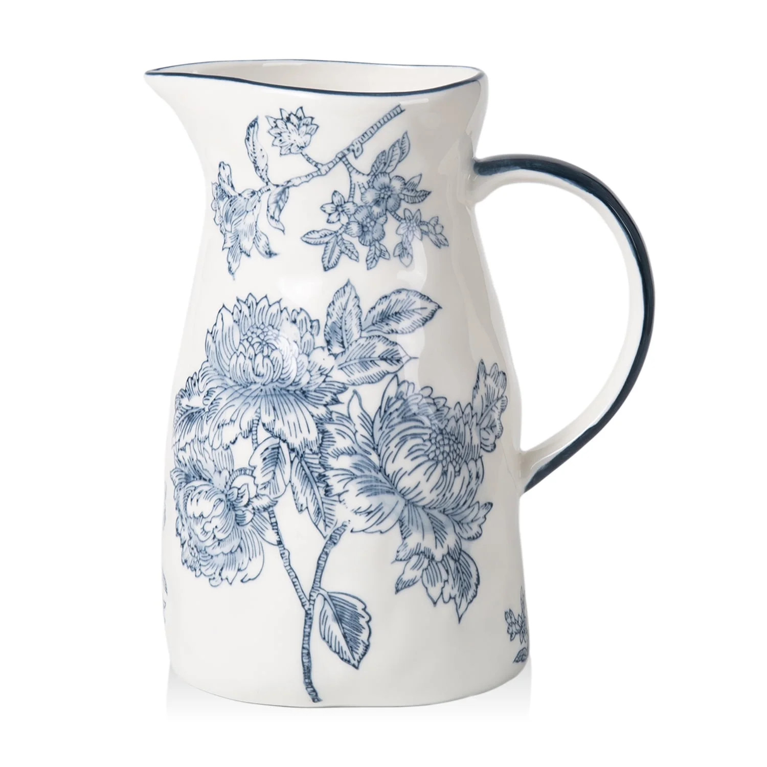 Ceramic Pitcher Vase, Blue and White Jug for Home Decor, Chinoiserie Vase Decor | Walmart (US)