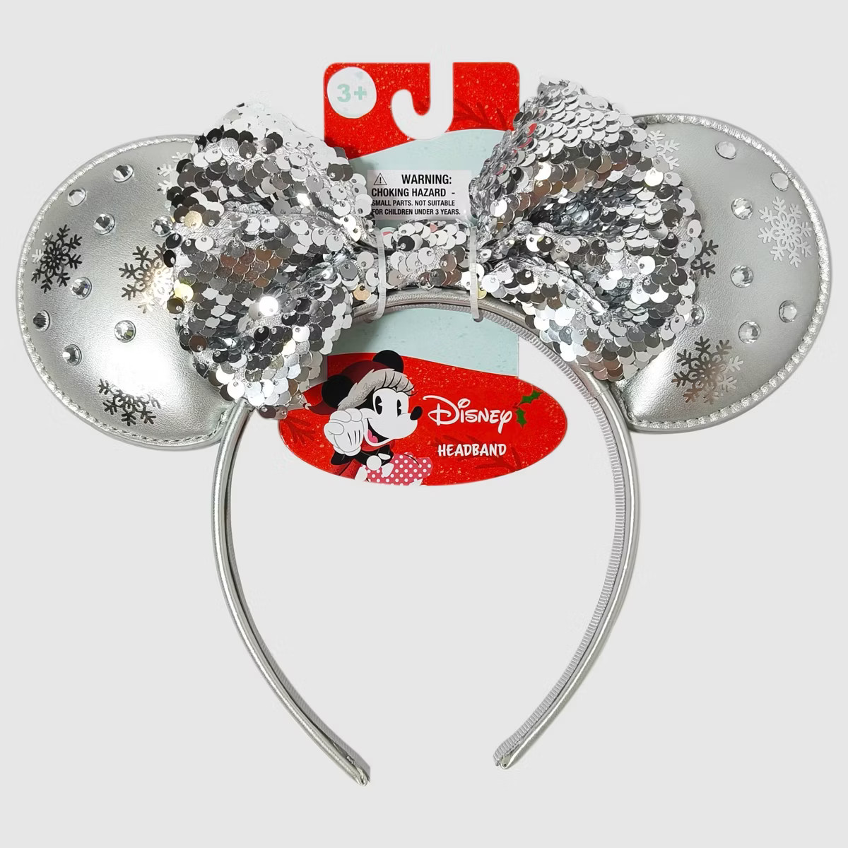 Girls' Snowflakes Holiday Minnie Mouse Ears Headband - Silver | Target