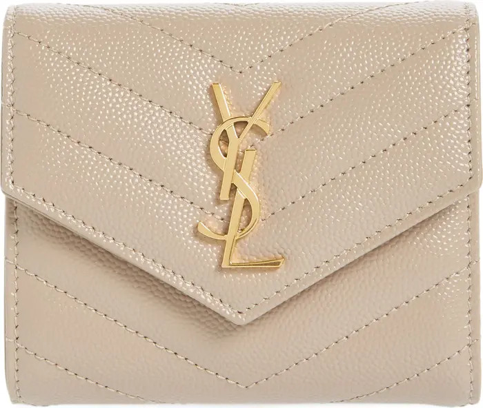 Saint Laurent Monogram Matelassé Leather Trifold Wallet | Nordstrom | Nordstrom