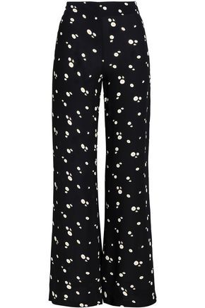 Paper London Woman Floral-print Crepe Flared Pants Black Size 10 | The Outnet US