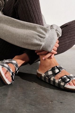 Arizona Plaid Shearling Birkenstock Sandals | Free People (Global - UK&FR Excluded)