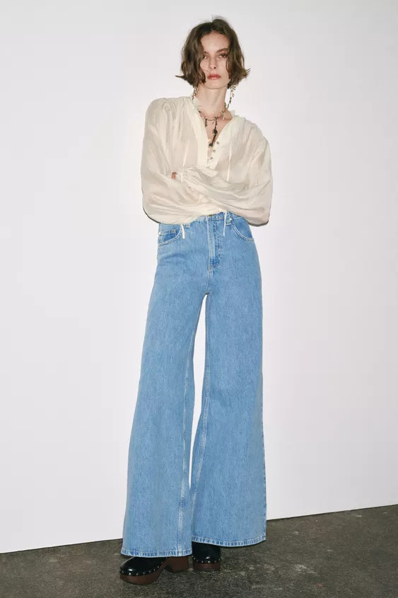 ZW COLLECTION HIGH WAIST WIDE LEG JEANS | Zara US