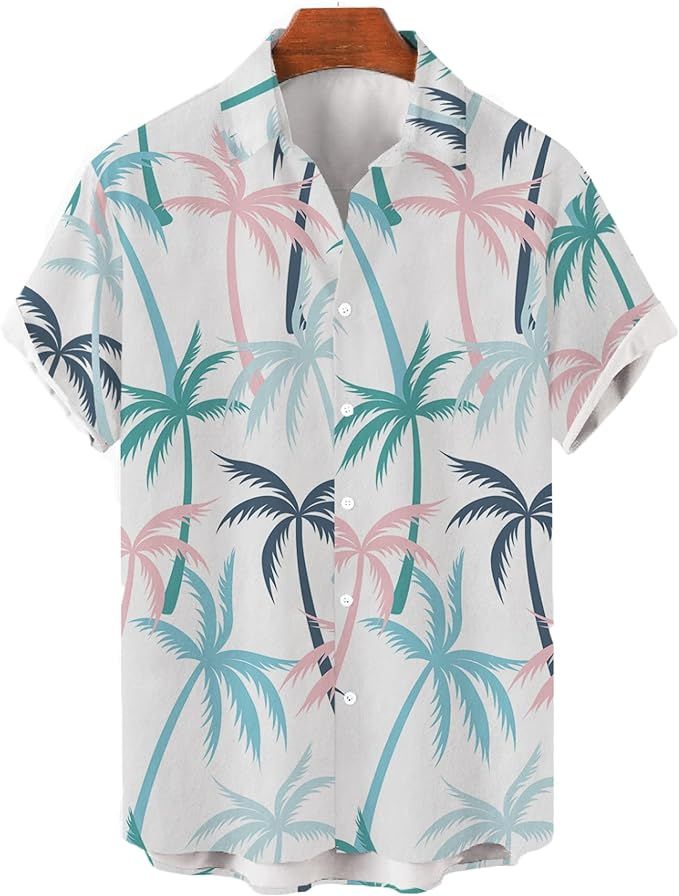 Mens Floral Hawaiian Shirts Casual Short Sleeve Button Down Beach Shirts S to 5XL | Amazon (US)