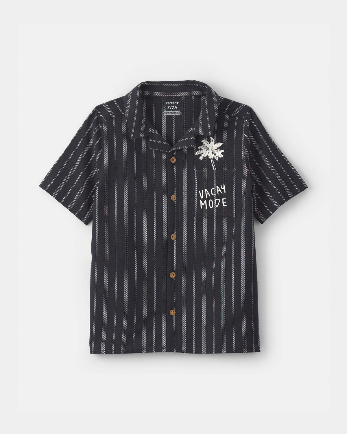 Boys Striped Short-Sleeve Button-Down Shirt - Black | Carter's Inc