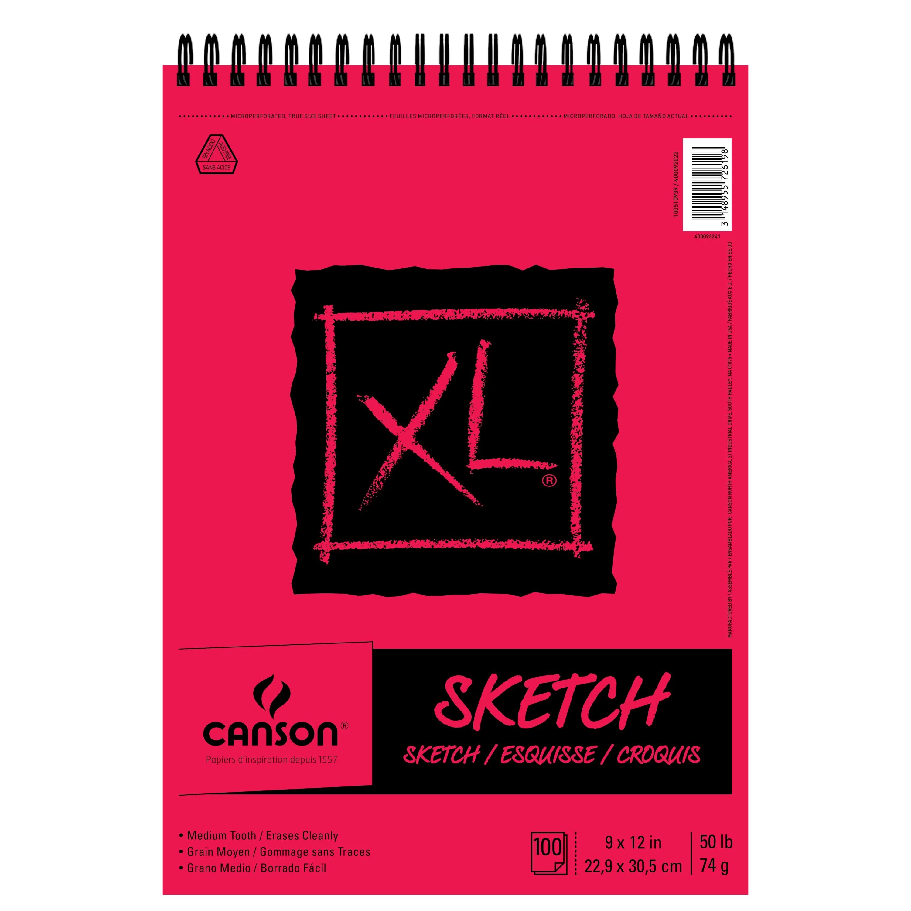 Canson XL Sketch Pad, 9" x 12" Drawing Paper Spiral Sketchbook, 100 Sheets - Walmart.com | Walmart (US)