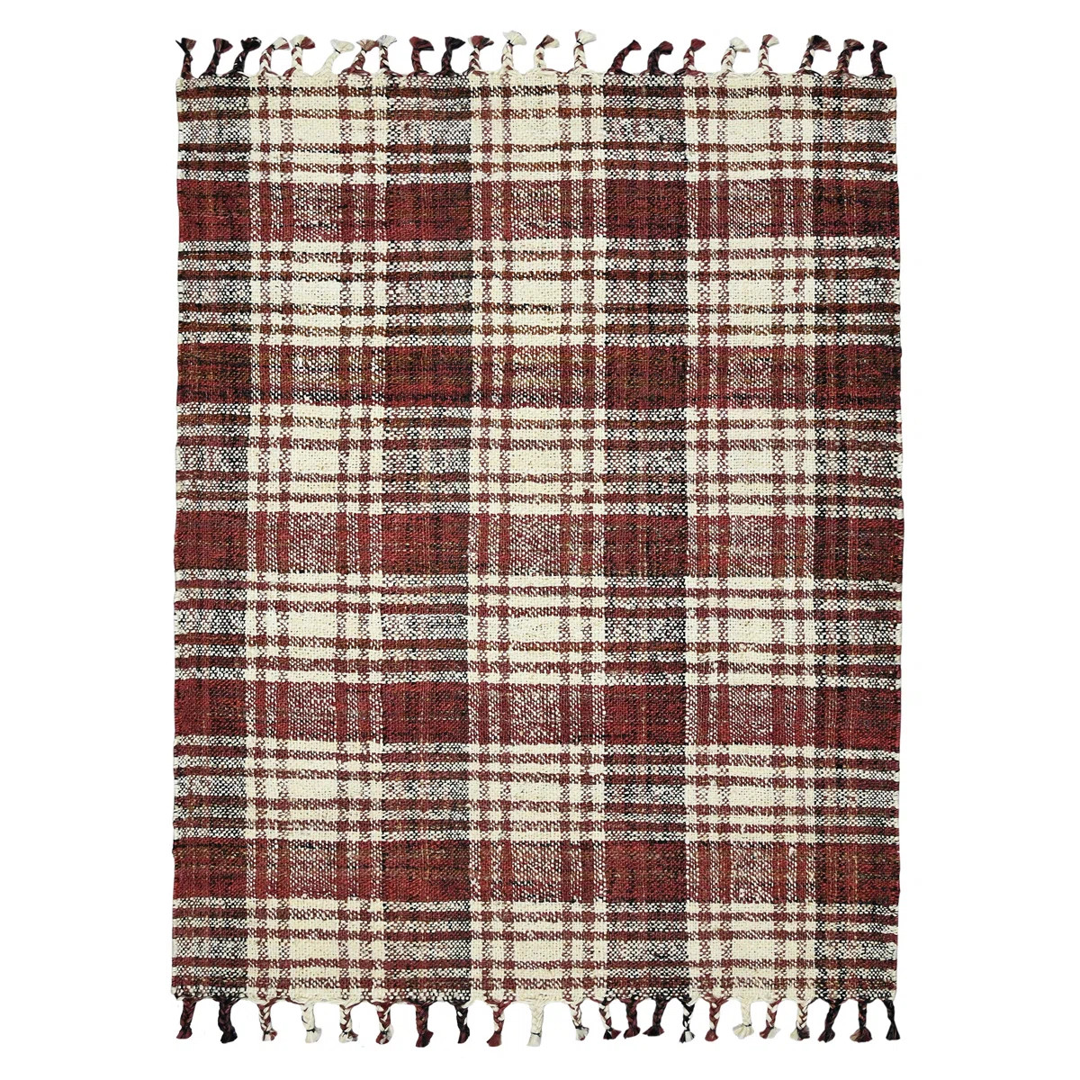 Rosalind Wheeler Chilhowee Plaid Handmade Flatweave Jute/Sisal Red Area Rug | Wayfair | Wayfair North America