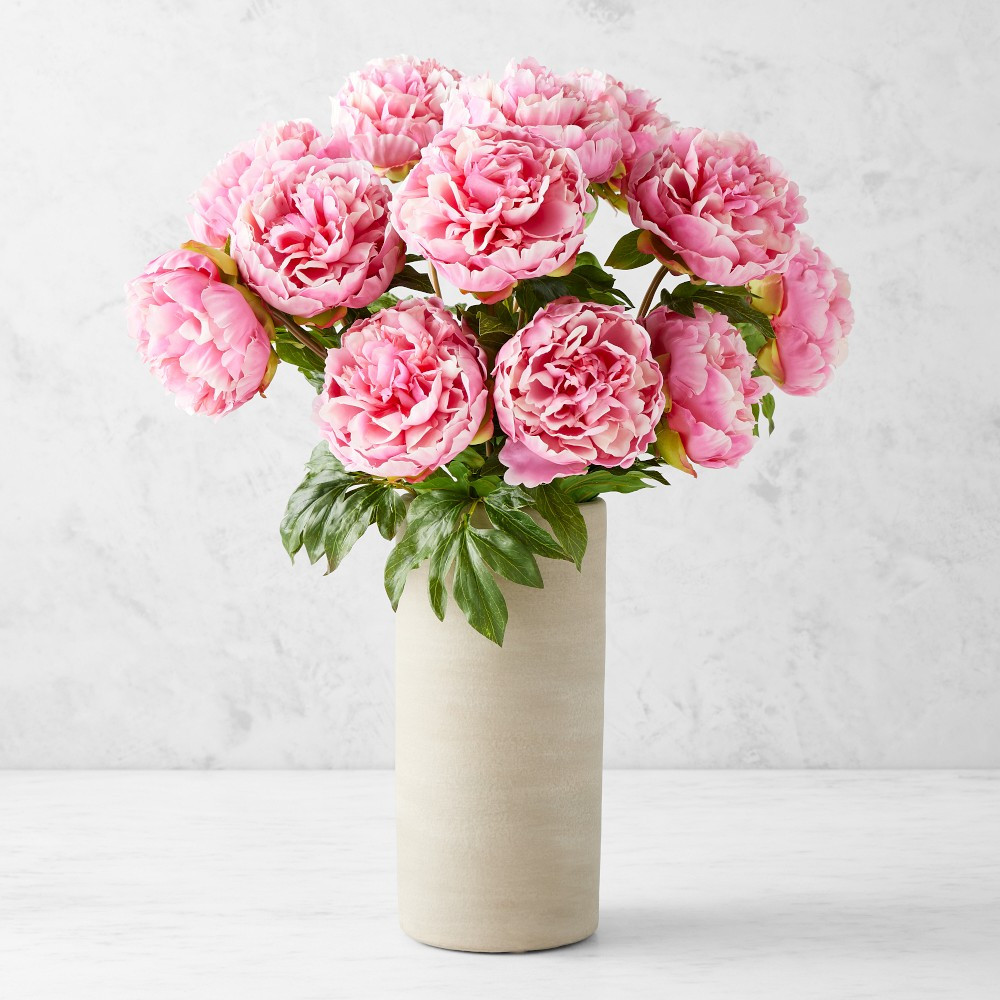 Jeff Leatham x Williams Sonoma Real Touch Faux Pink Peony Stems, Set of 12 | Williams-Sonoma