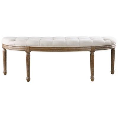 Uttermost Leggett Tufted White Bench | Bed Bath & Beyond