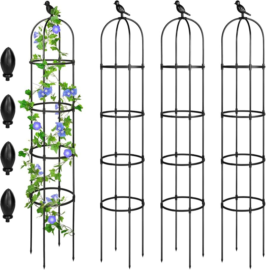 4 Pack 6 ft Garden Obelisk Trellis for Climbing Plants Outdoor Rustproof Rose Trellis for Pots Ta... | Amazon (US)