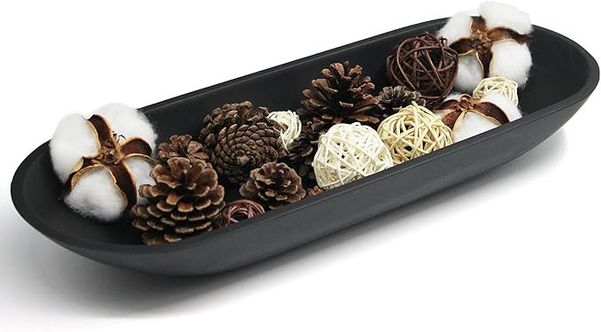 Large Decorative Bowl for Home Decor - Long Dough Bowl with Anti Slip Base for Table Centerpieces... | Amazon (US)