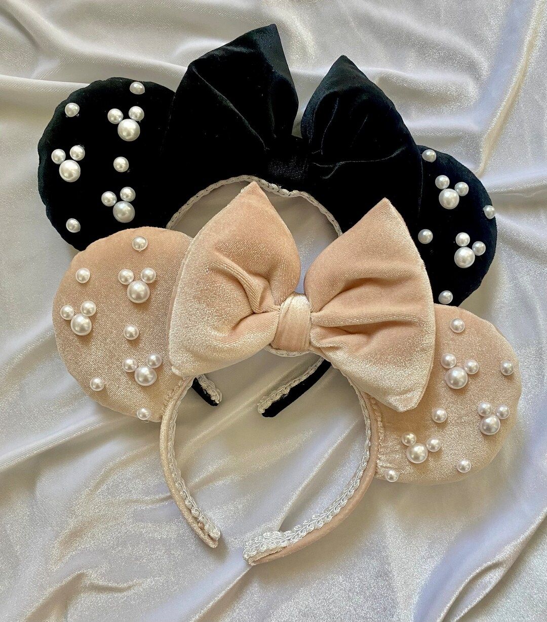 Velvet Pearl Minnie Mouse Ears - Etsy | Etsy (US)