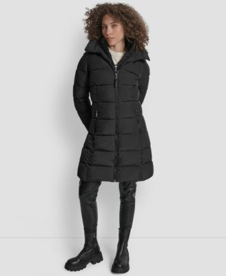 DKNY Women's Bibbed Hooded Zip-Front Puffer Coat - Macy's | Macy's