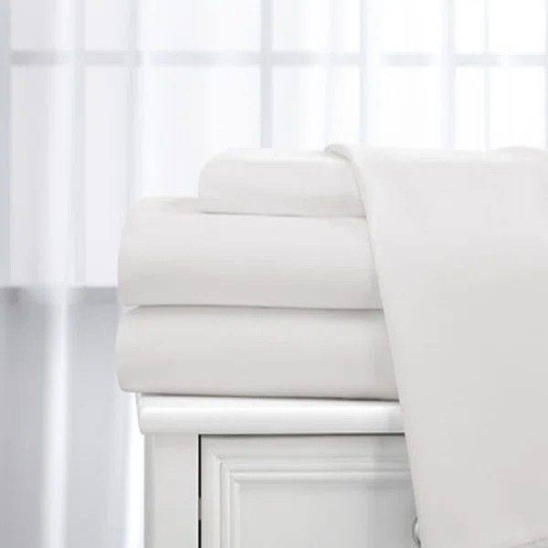 White Pinney 300 Thread Count 100% Cotton Sheet Set | Wayfair North America