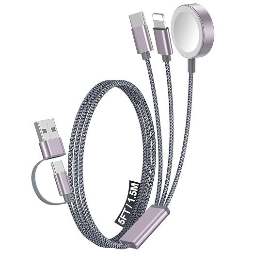 1Pack Multi Charging Cable Cord for Travel Essentials,Apple Watch Charger,iPhone Charger,[3-in-2]... | Amazon (US)