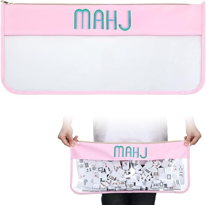 1 PCS American Mahjong Bag - Empty Mahjong Tiles Bag Only with Zippered & Letters, Case Only(Pink... | Amazon (US)