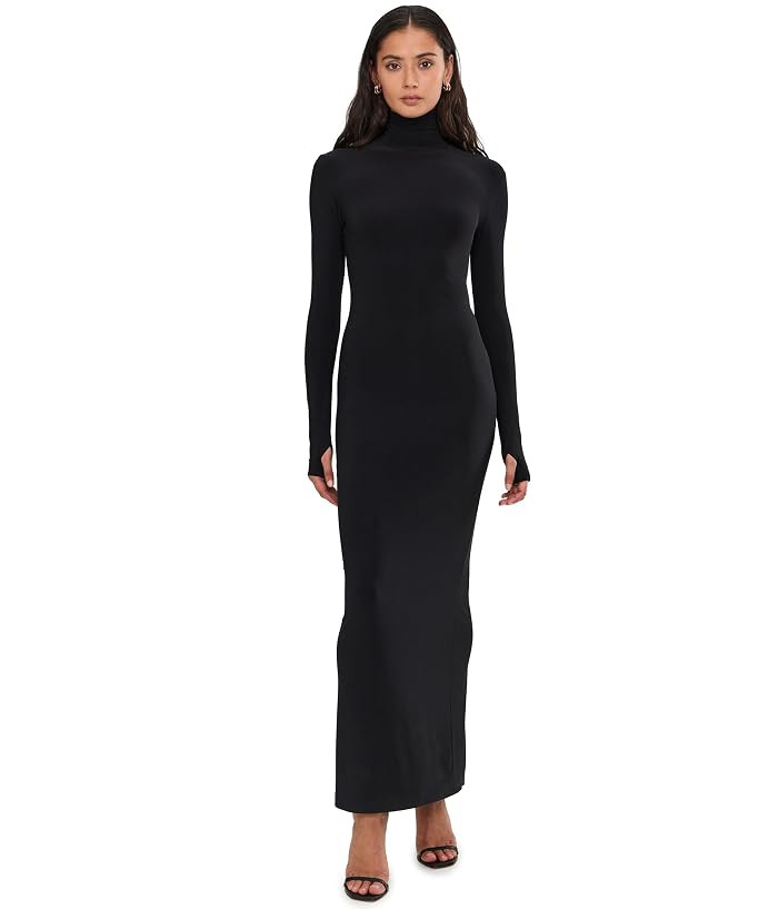 Norma Kamali Turtle Long Dress Women's Dress Black : XS (Women's 2), Polyester/Elastane | Zappos.com