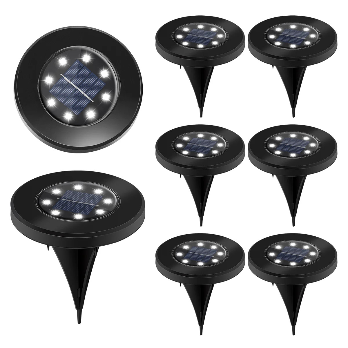 Paradise By NEX Satin Solar Powered Integrated LED Metal Pathway Light Kit (Set of 8) | Wayfair North America