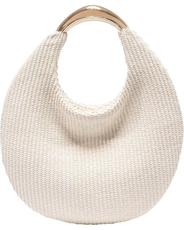 Straw Bag for Women, Boho Chic Woven Hobo Tote Handbag, Handmade Straw Crescent Purse, Lightweigh... | Amazon (US)